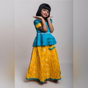 New Semi Silk Traditional Pavadai Sattai - South Indian Banarasi Lehenga…